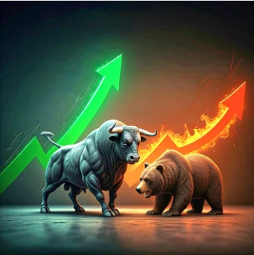 A Bear and Bull represent the share market conditions.